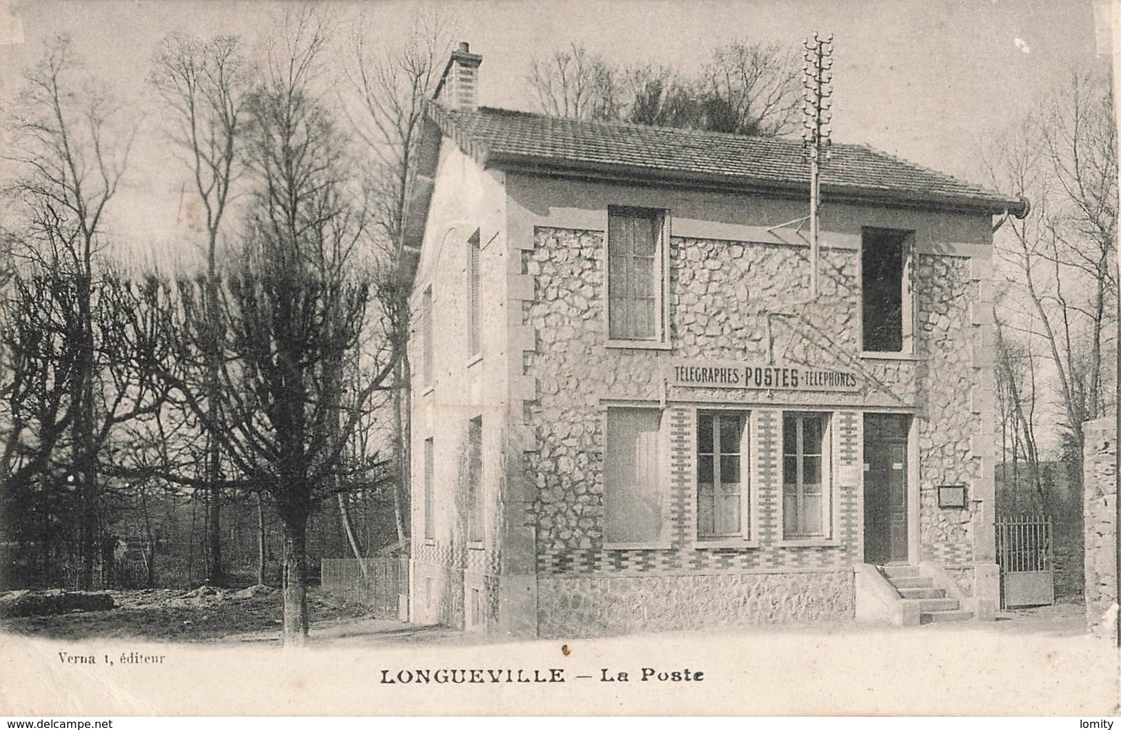 77 Longueville La Poste Bureau PTT Postes Telegraphes Telephones Cpa Carte Ecrite En 1916 - Sonstige & Ohne Zuordnung