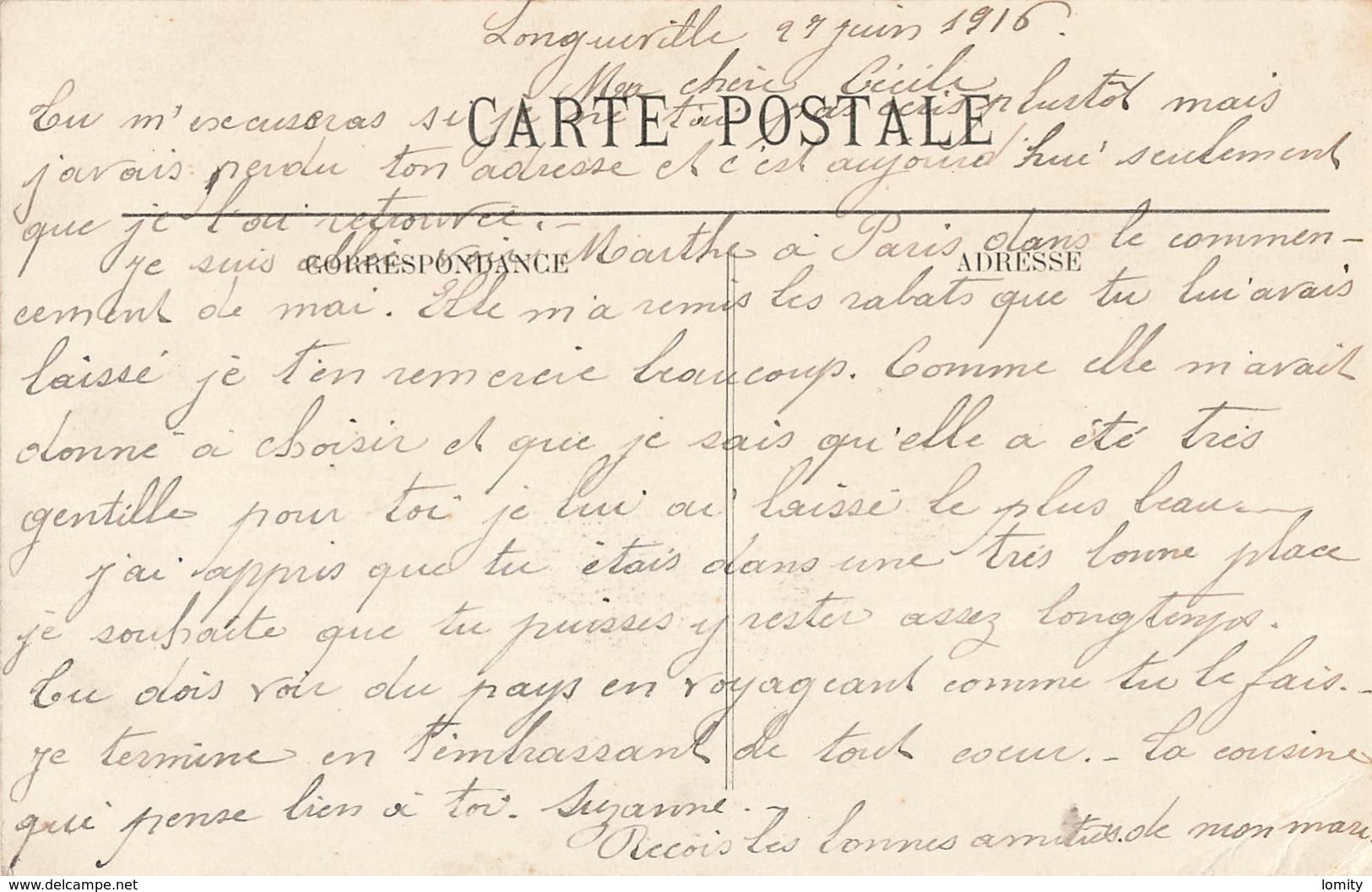 77 Longueville La Poste Bureau PTT Postes Telegraphes Telephones Cpa Carte Ecrite En 1916 - Autres & Non Classés
