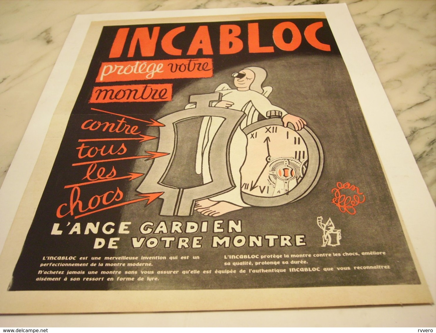 ANCIENNE PUBLICITE DES MEILLEUR MONTRES INCABLOC 1952 - Andere & Zonder Classificatie