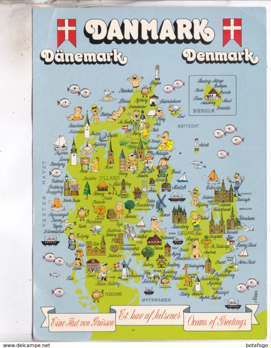 CPM GEANTE CARTE GEOGRAPHIQUE DANEMARK - Denemarken