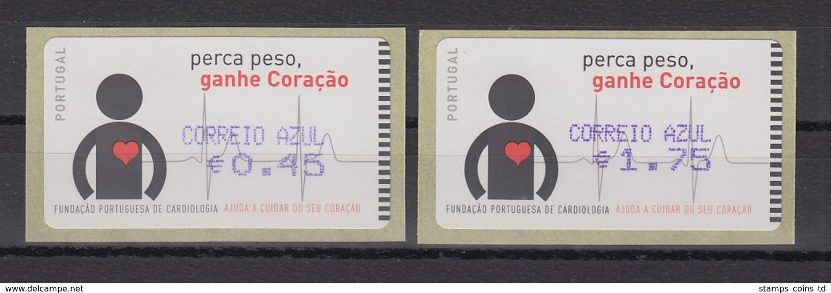 Portugal 2005 ATM Kardiologie Amiel Mi.-Nr. 48.2.2 Satz AZUL 0,45 - 1,75 ** - Automaatzegels [ATM]