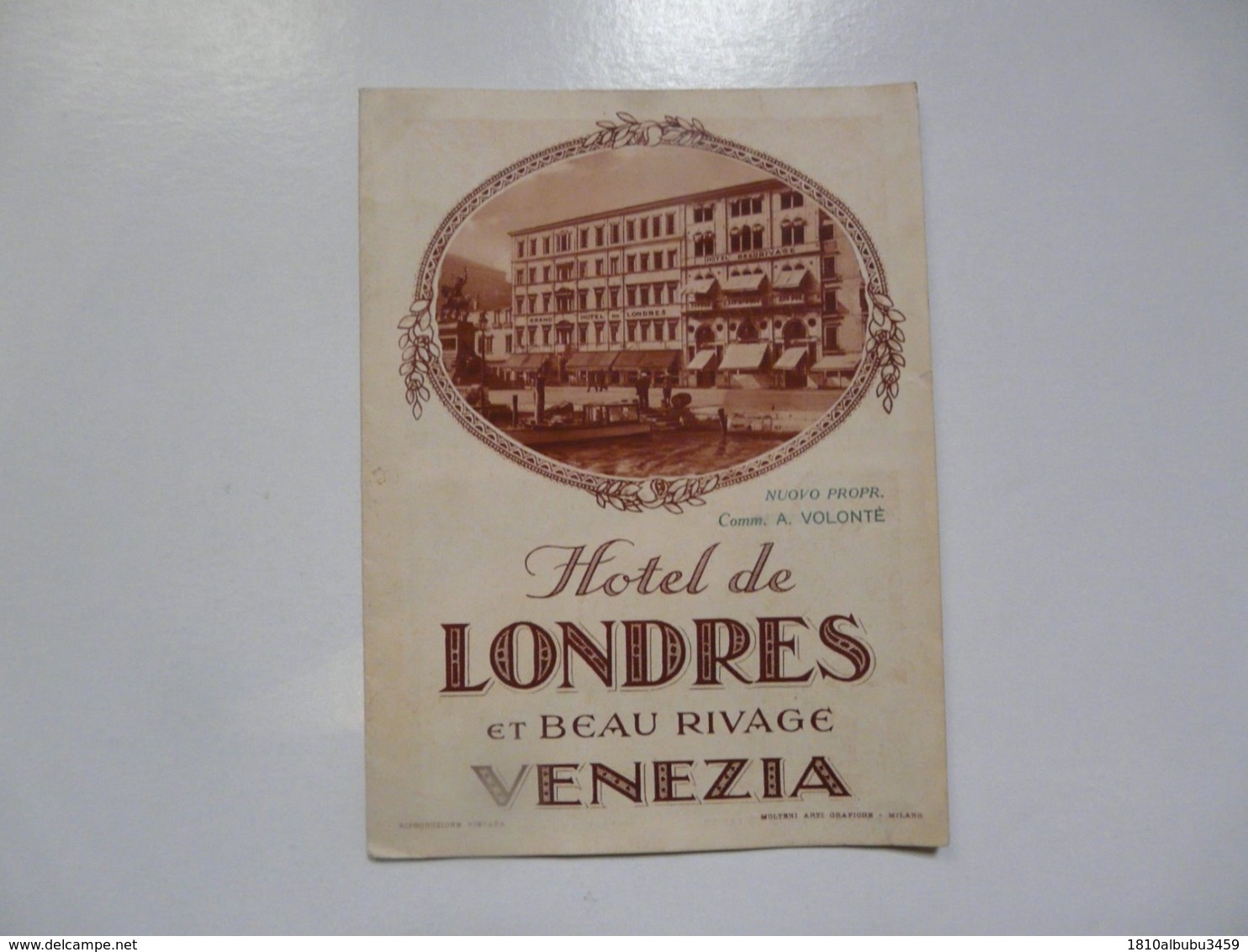 VIEUX PAPIERS - DEPLIANT TOURISTIQUE : Hötel De Londres Et Beau Rivage VENEZIA - Toeristische Brochures