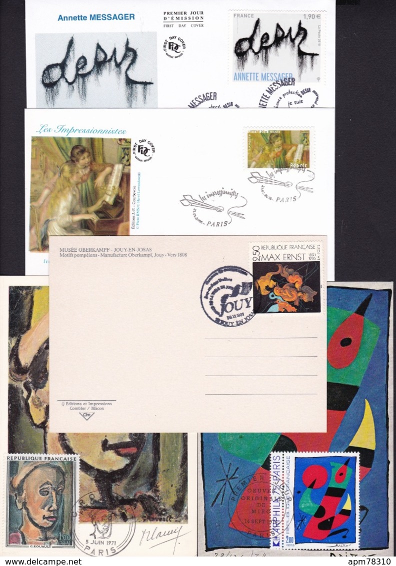 France				Lot FDC Peinture Rouault Miro Ernst Renoir Messager - Ohne Zuordnung