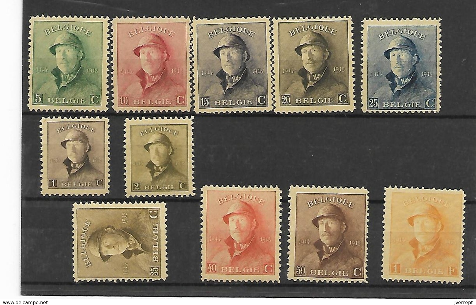 België  N° 165/175  Xx Postfris Cote 170 Euro 1Fr 2 Korte Tanden - 1919-1920  Cascos De Trinchera