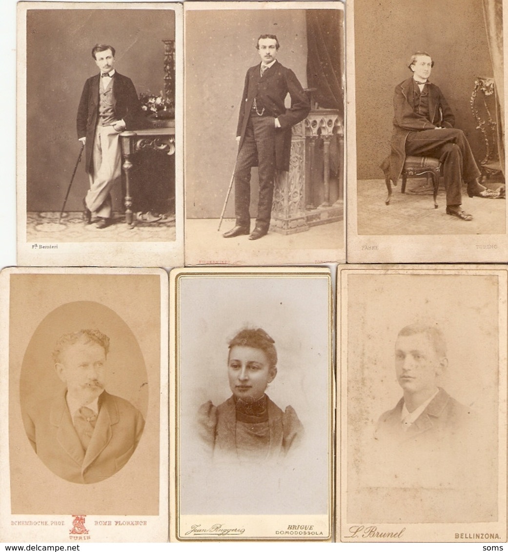 Lot Of 11 Italian Cdv, Montabone Fabre & Bernieri (Torino), Schemboche, Burnel (Bellinzona), Ruggeri (Brigue), 1860-1890 - Antiche (ante 1900)