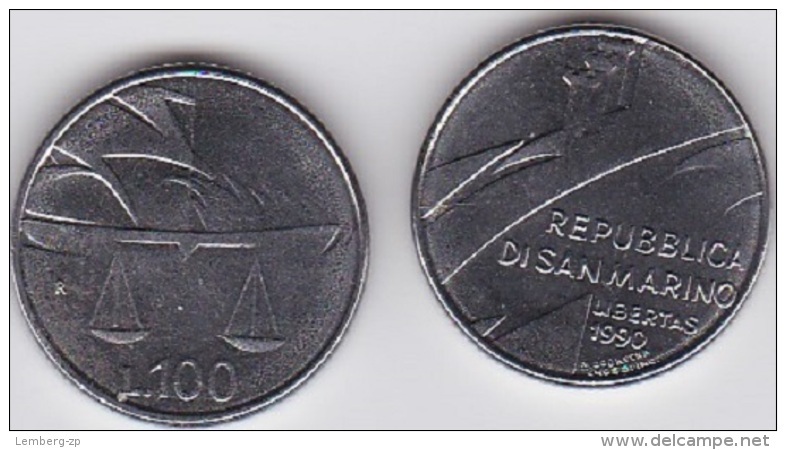 San Marino - 100 Lire 1990 UNC Lemberg-Zp - San Marino