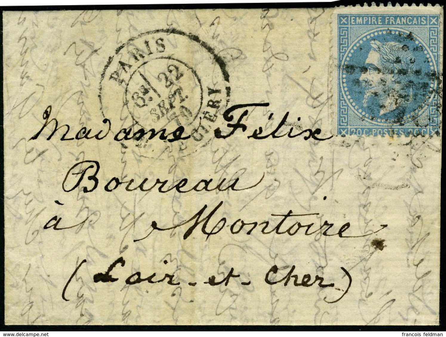 Lettre Le Neptune, Courrier Du Neptune Retardé, Càd Paris R De Cléry 22 Sept 70 Pour Montoire (L Et Ch), T.B. - Altri & Non Classificati