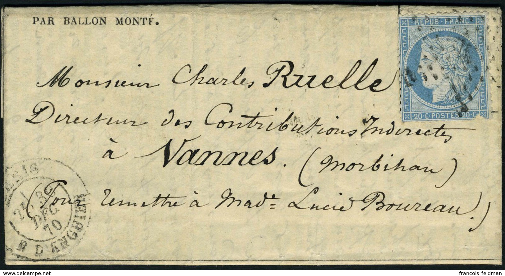 Lettre L'Armée De La Loire, Gazette Des Absents N° 20, Càd Paris R D'Enghien 3 Déc 70, Pour Vannes, Arrivée Le 2 Janv 71 - Andere & Zonder Classificatie