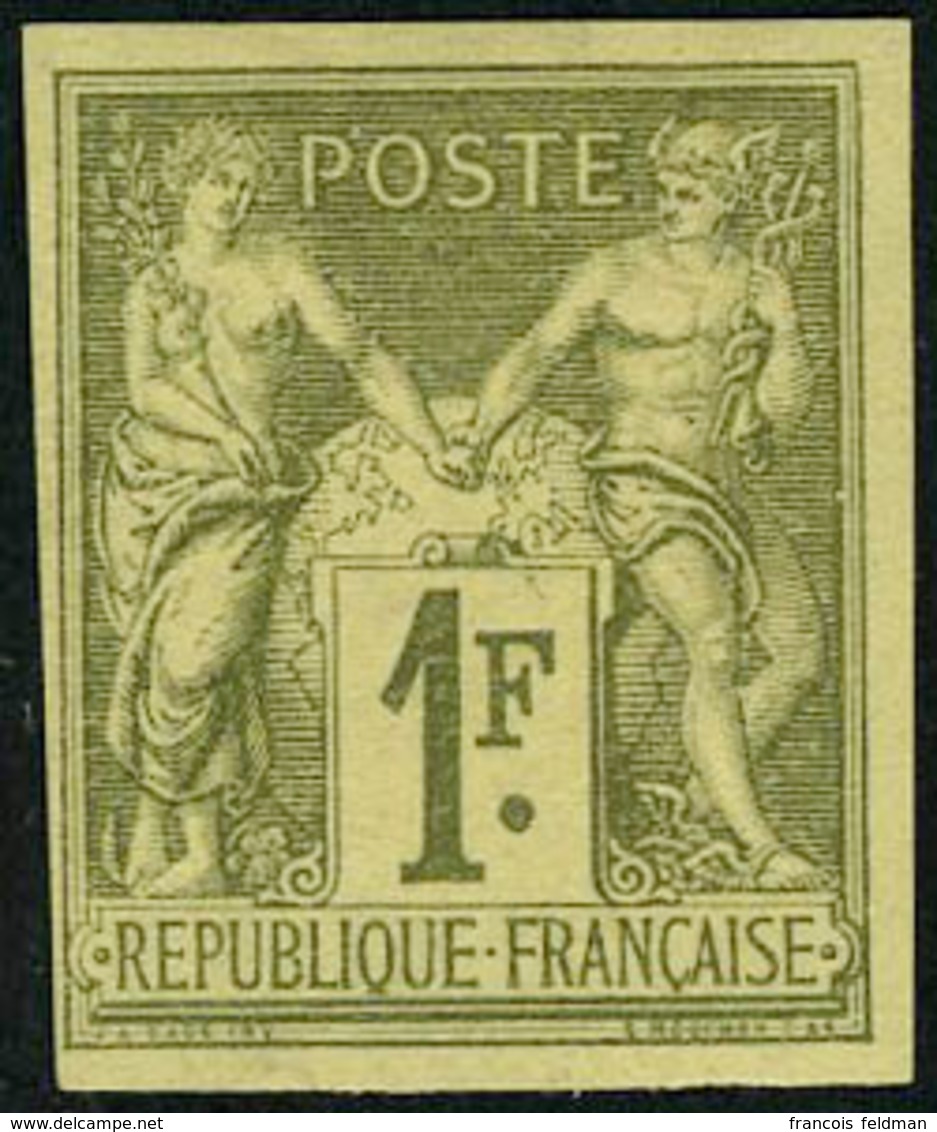 Neuf Avec Charnière N° 82b, 1f Vert Bronze, Type II N.D., Réimpression Granet, TB, Signé Guy - Other & Unclassified