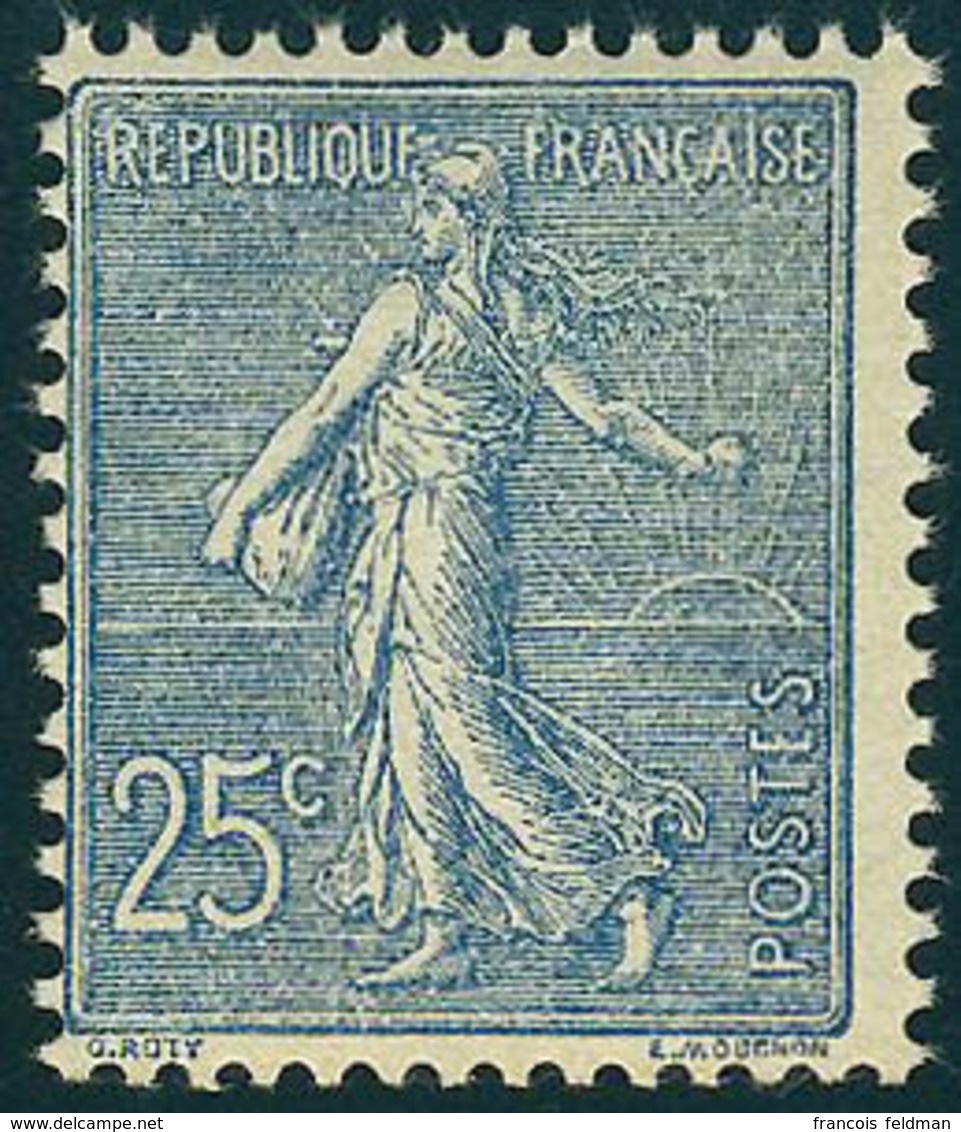 Neuf Sans Charnière N° 132, 25c Bleu, Semeuse Lignée, T.B. - Other & Unclassified