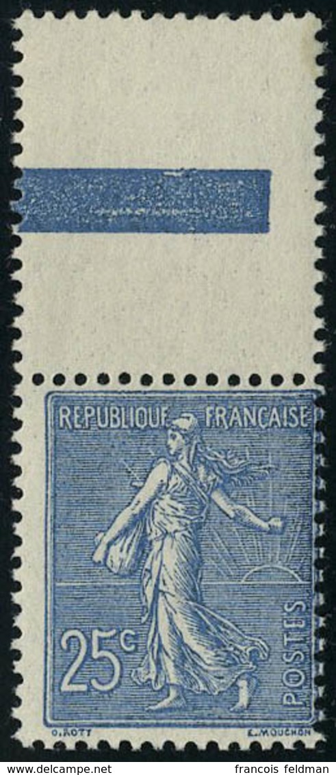 Neuf Sans Charnière N° 132a, 25c Bleu Foncé, Semeuse Lignée, Bdf, Interpanneau T.B. - Other & Unclassified