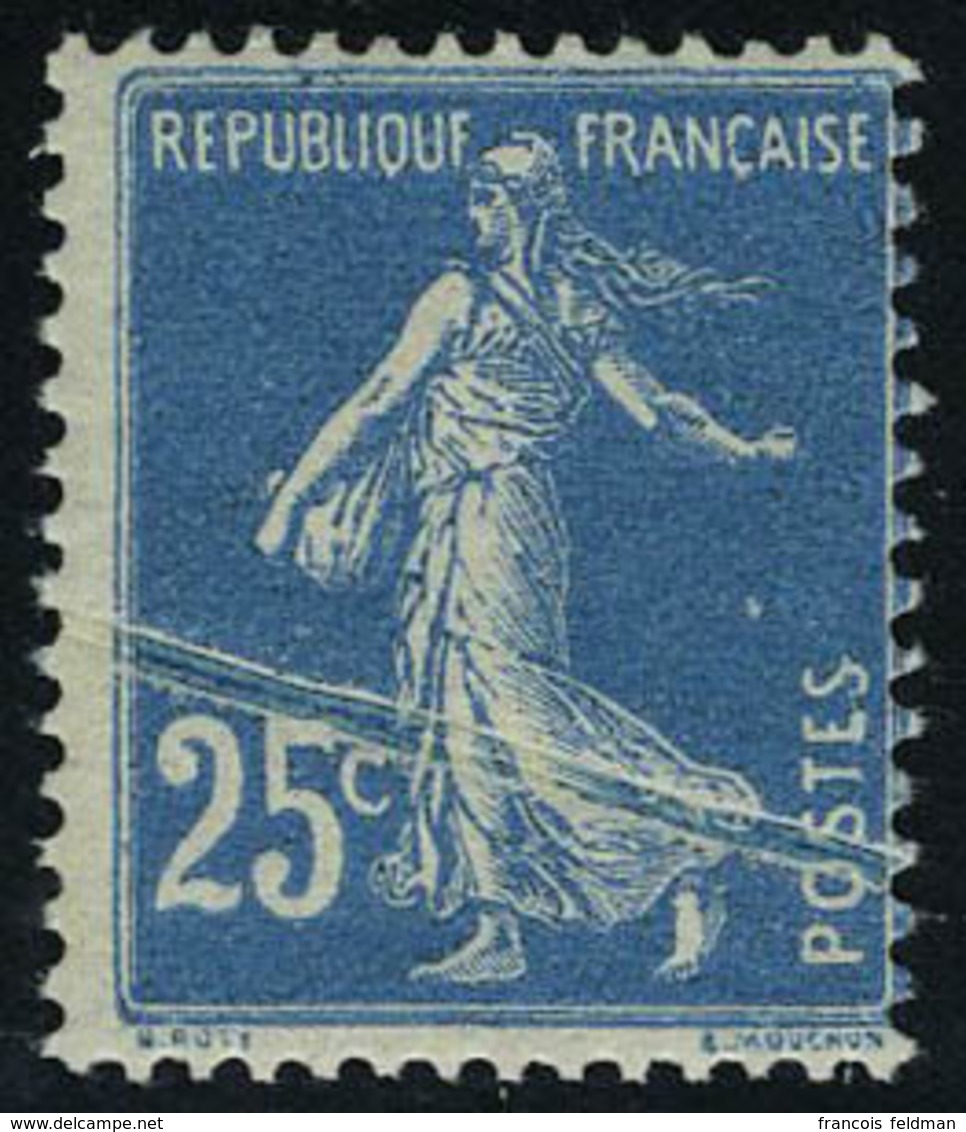 Neuf Sans Charnière N° 140, 25c Bleu Pli Accodéon, T.B. - Other & Unclassified