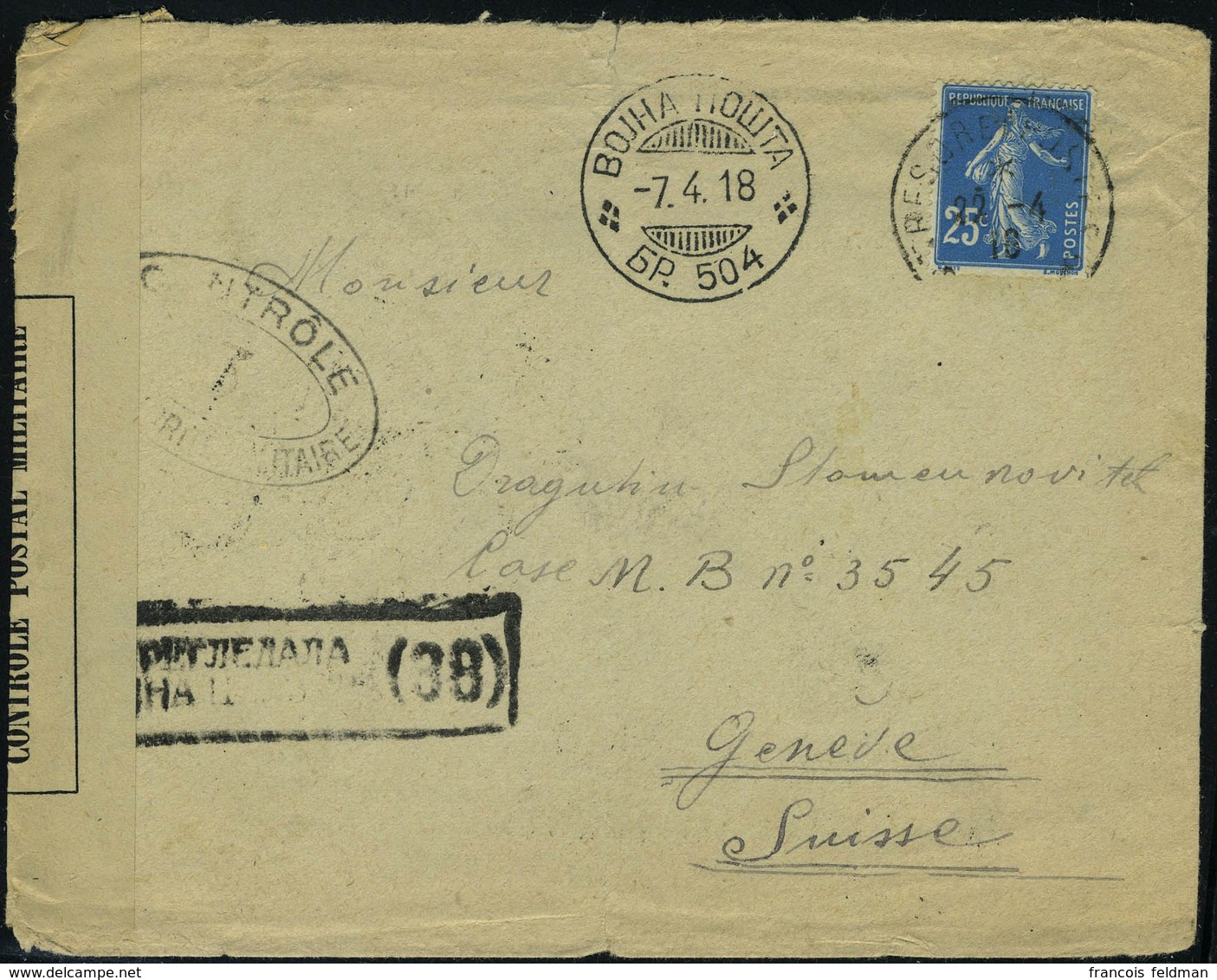 Lettre N° 140, Sur L Càd Trésor Et Postes 22.4.18 + Càd En Lettres Cyrilliques Du 7.4.18 Pour Genève, Divers Cachets De  - Other & Unclassified