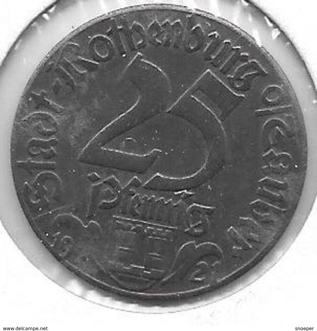 *notgeld  Rothenburg 25  Pfennig  1921 Fe 453.6h Roder-tor - Other & Unclassified