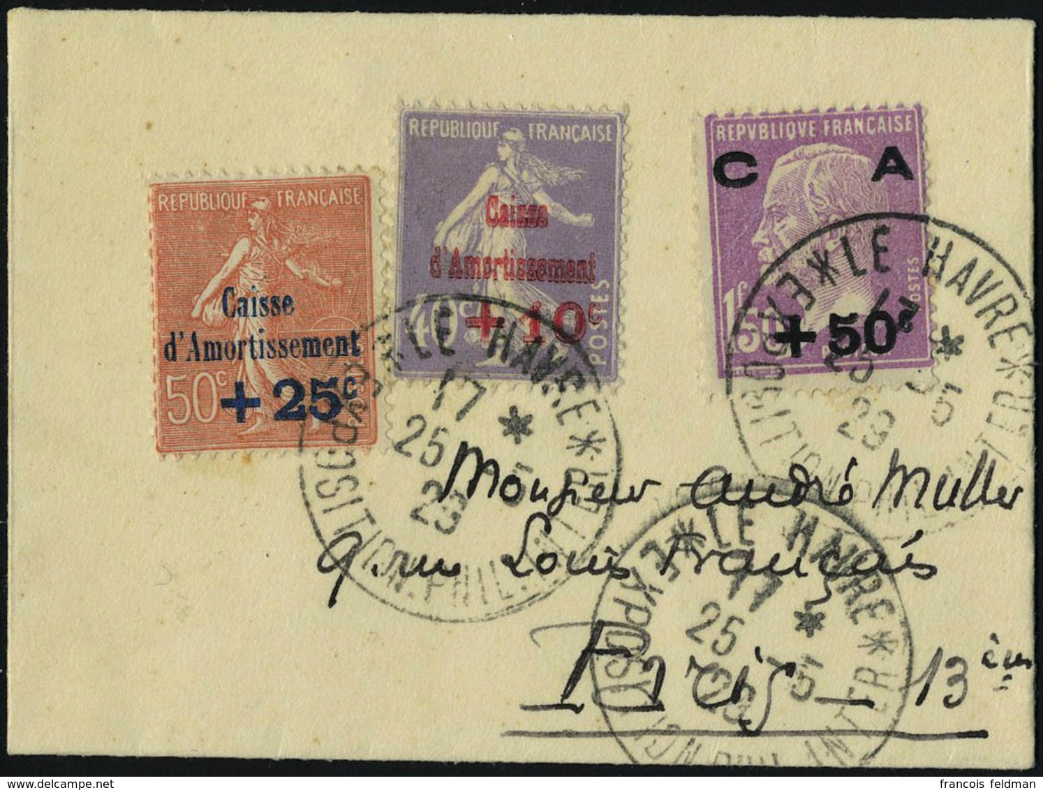 Lettre N° 249/51, La 2ème Série Caisse Amortissement Obl 23.5.23 Sur L Pour Paris, TB - Other & Unclassified