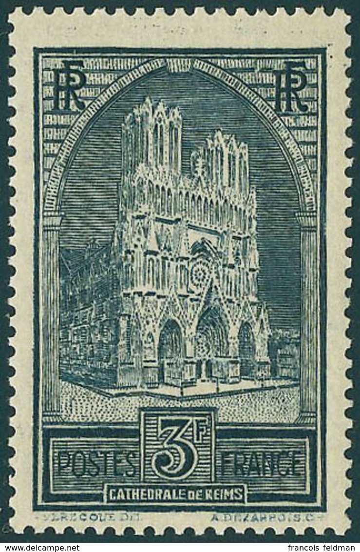 Neuf Sans Charnière N° 259a, 3f Cathédrale De Reims, Type II, T.B. - Other & Unclassified