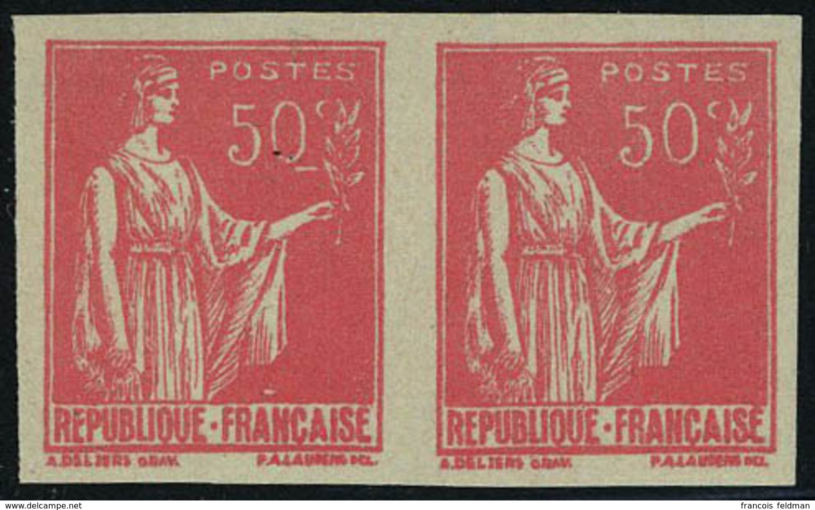 Neuf Sans Charnière N° 283, 50c Rouge Faux De Samoreau, Paire Hor, ND, T.B. - Other & Unclassified