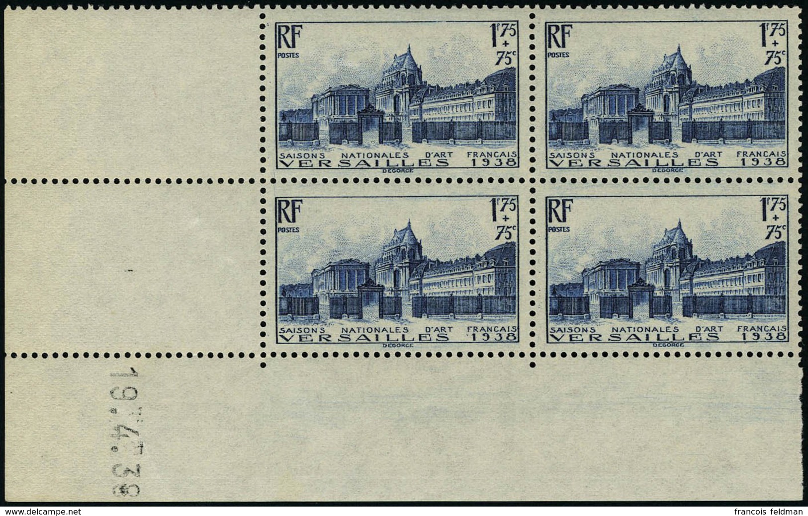 Neuf Sans Charnière N° 379, Chateau De Versailles, 2 Blocs De 4 CD 14.4.38 Et 19.4.38, T.B. - Other & Unclassified