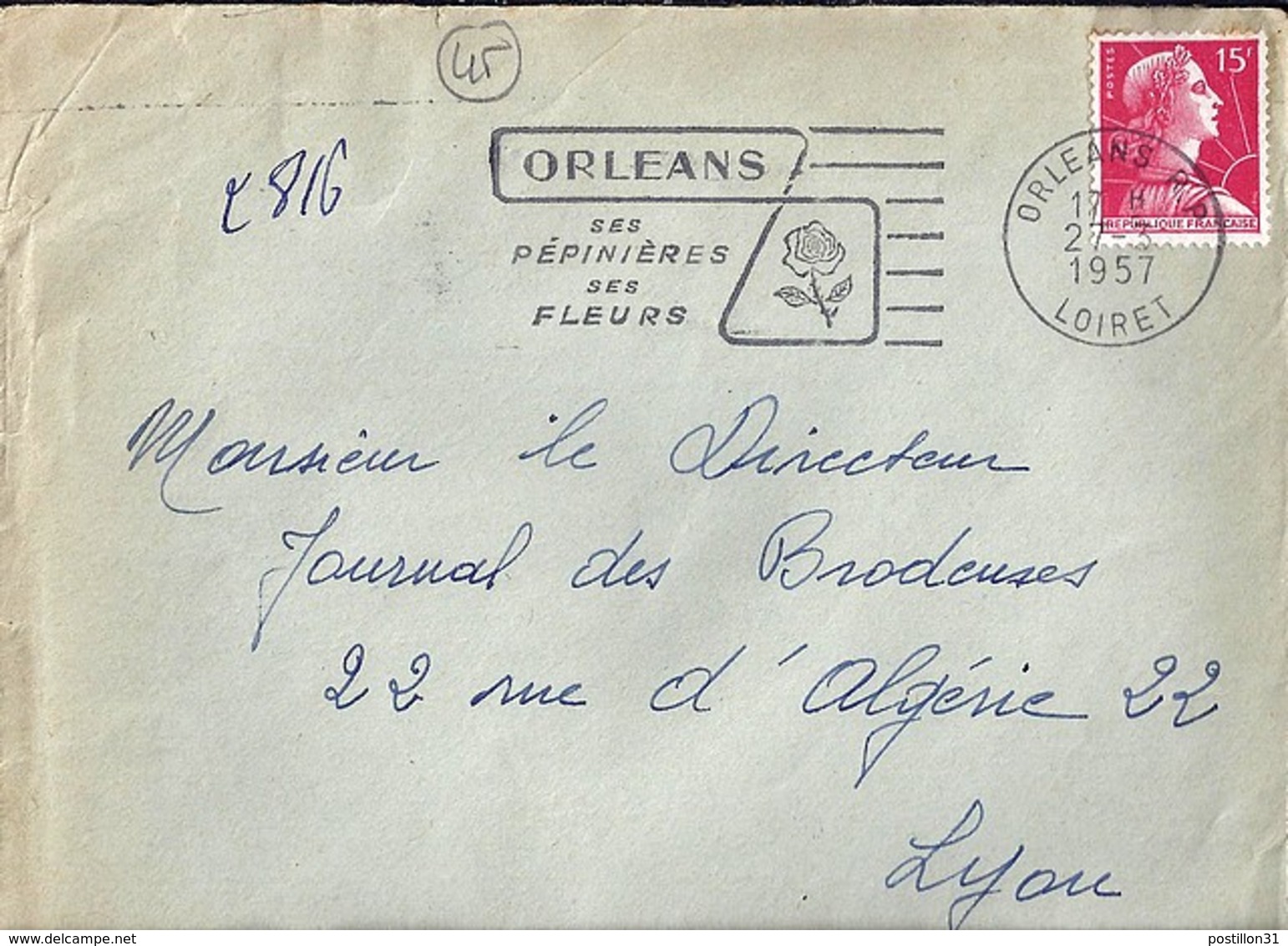 45 . LOIRET . ORLEANS RP . OBL. TYPE SECAP . 1955/57 - Annullamenti Meccaniche (Varie)