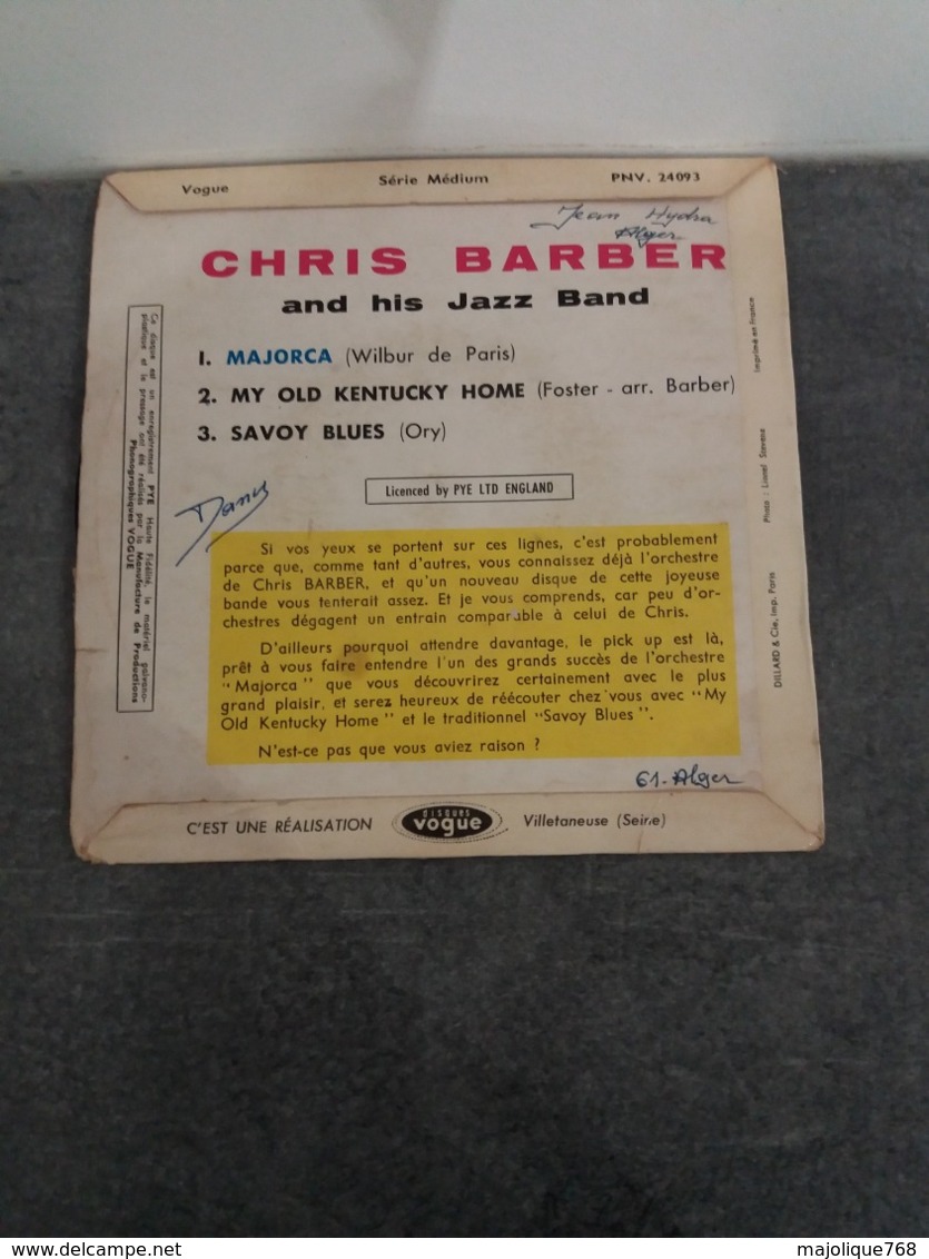 Chris Barber And His Jazz Band - Majorca - Savoy Blues - Vogue PNV. 24093 - 1960 - Jazz