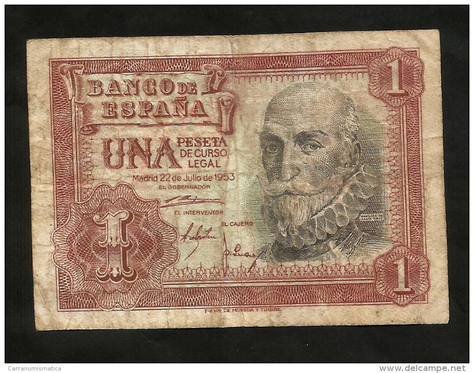 SPAIN - BANCO De ESPANA - 1 PESETA (1953) H. De SANTA CRUZ - 1-2 Pesetas