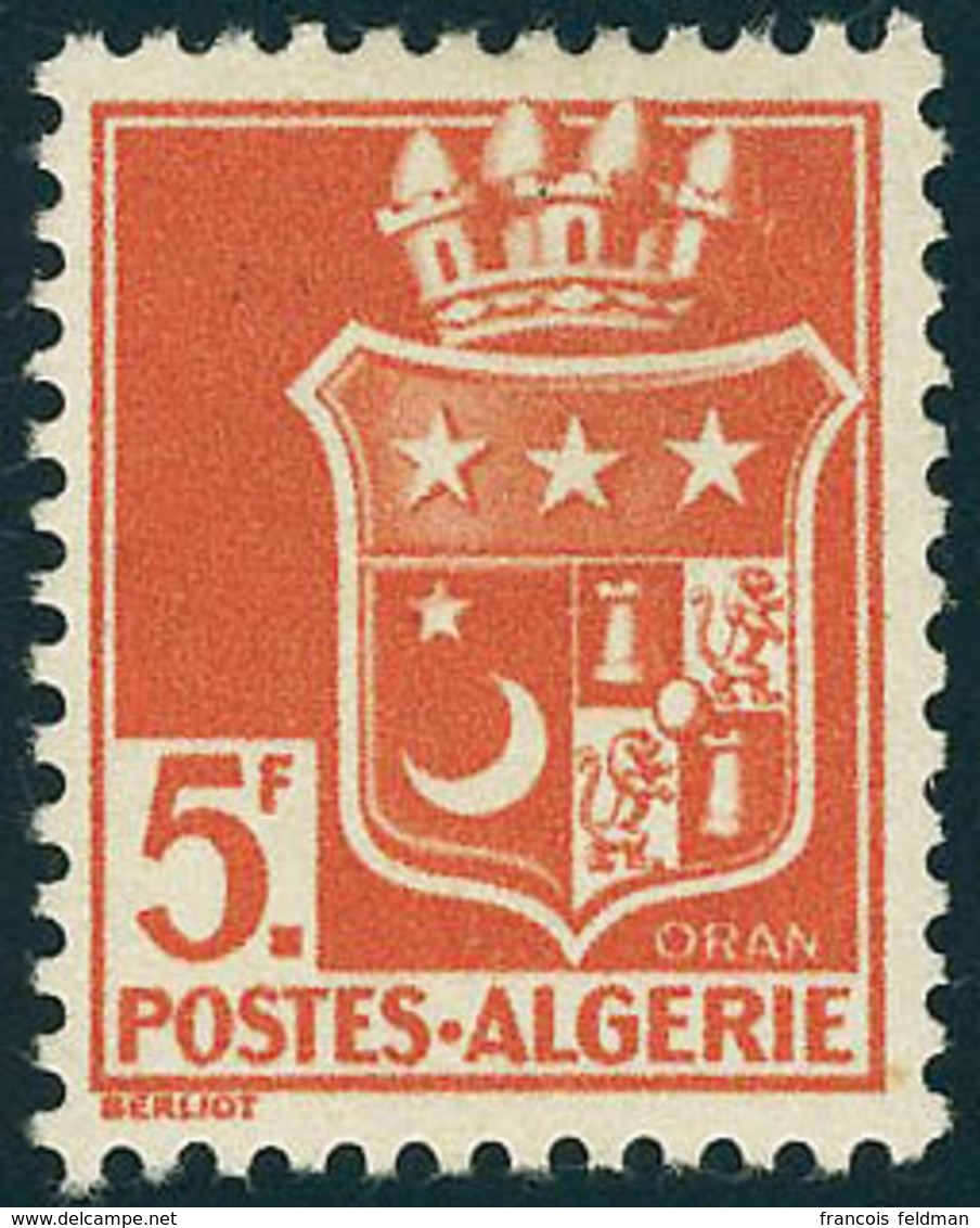 Neuf Avec Charnière N° 197d + 197e, 5f Rouge Orange, 1ex Dent. + 1ex ND, T.B. Signé Brun - Other & Unclassified