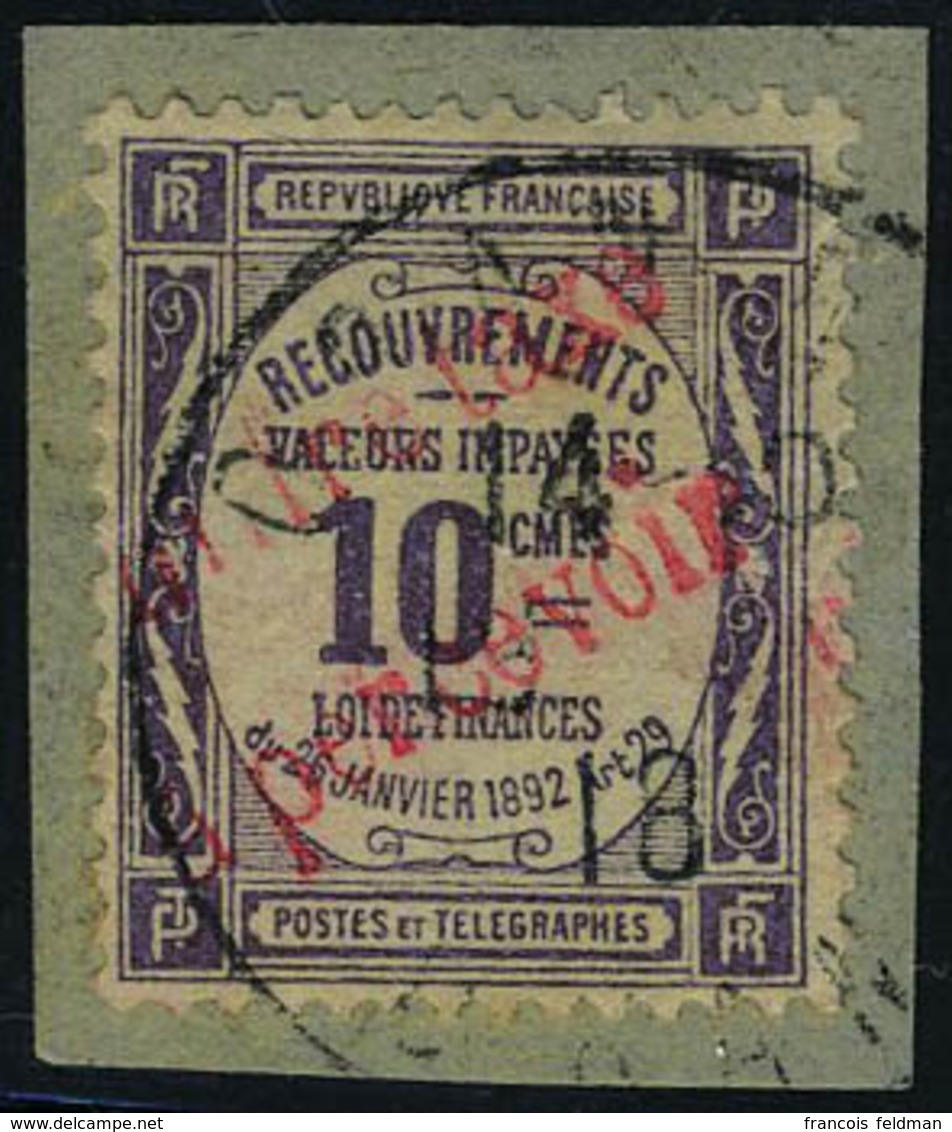 Fragment N° 1a, 10c Violet Surcharge Rouge TB Signé Brun - Other & Unclassified