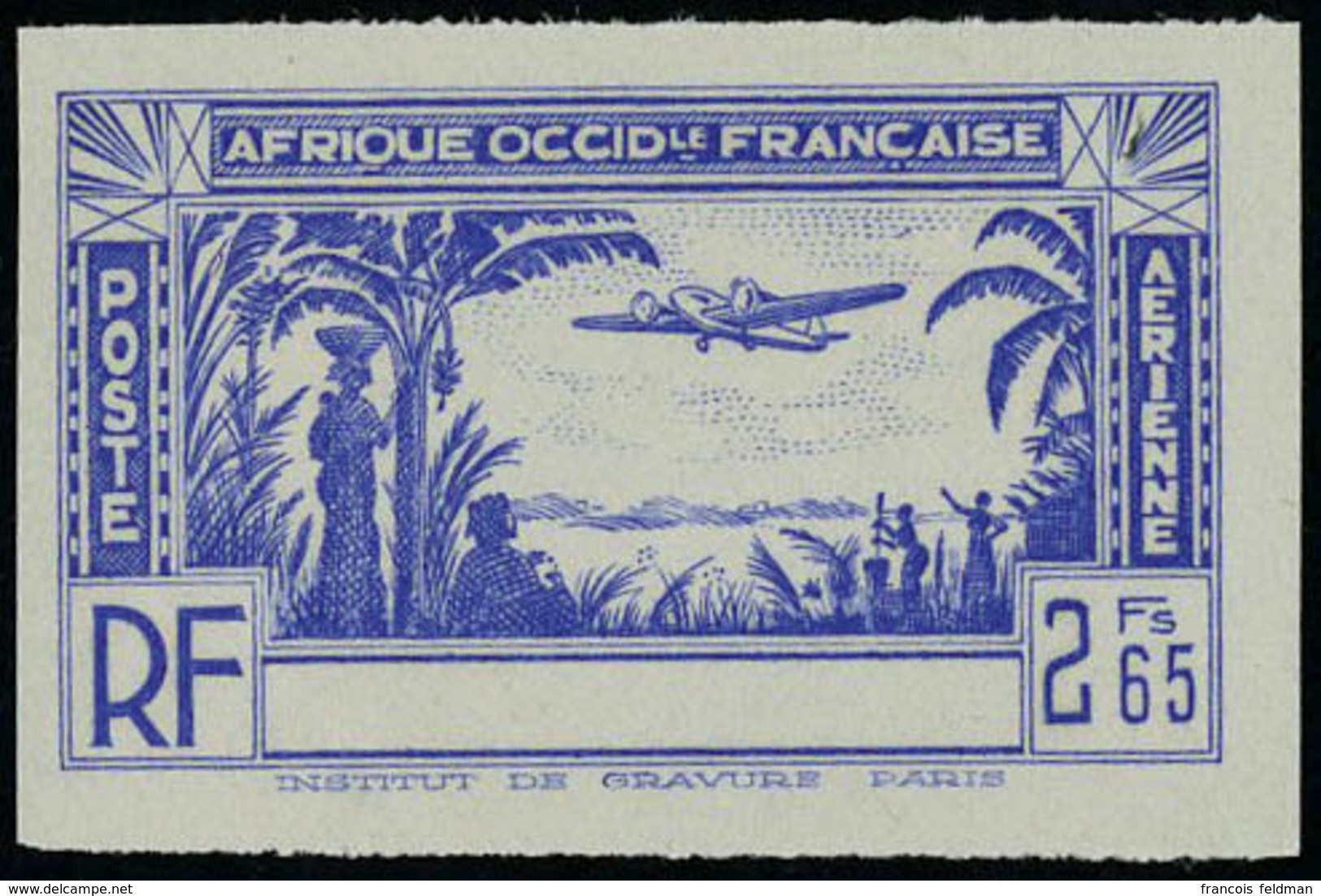 Neuf Sans Gomme Type PA De 1940, 2f65 Bleu (valeur Non-émise) Sans La Légende Côte D'Ivoire, ND, TB. Maury - Other & Unclassified