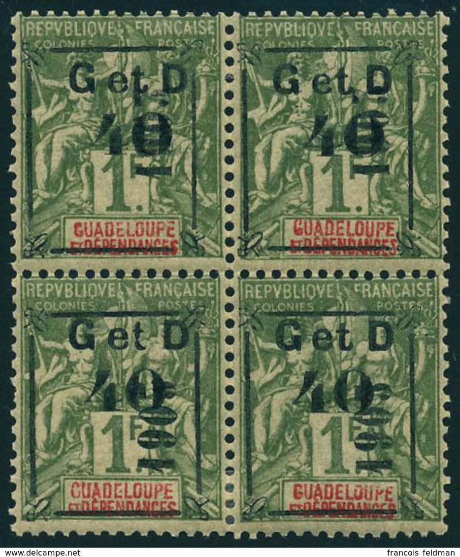 Neuf Avec Charnière N° 50f, 40 Sur 1f, Surcharge 1903 En Bleu, Type Z, Bloc De 4. T.B. - Other & Unclassified