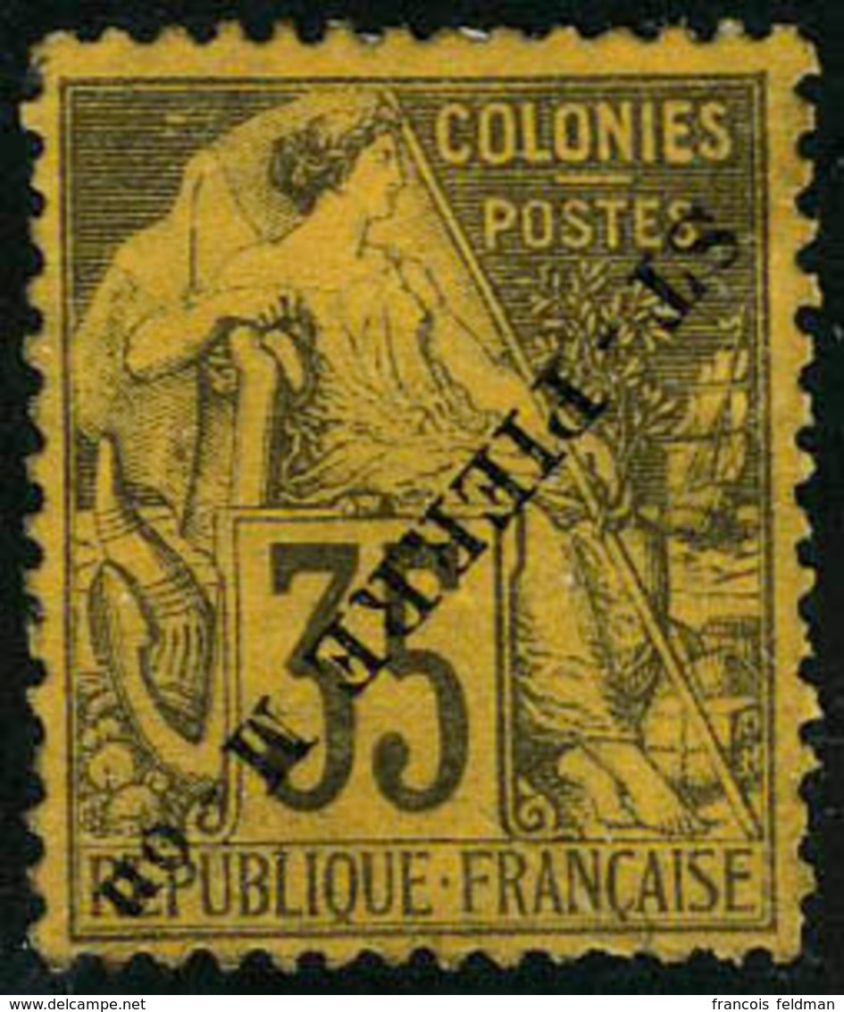 Neuf Avec Charnière N° 27A, 35c Violet, Surcharge Renversée Gomme Altérée, Sinon TB, Signé Brun - Other & Unclassified