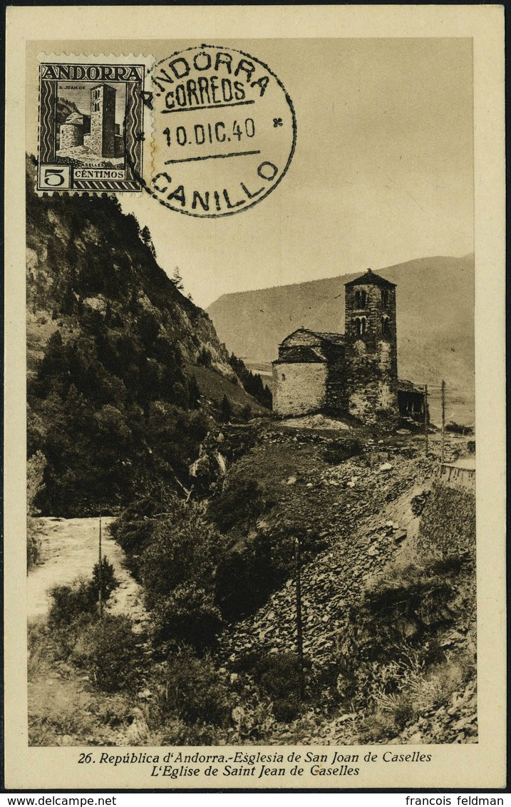 Lettre N° 29, 5c Saint Juan De Caselles Brun Noir Sur CM Càd Canillo 10 Dec 40 T.B. - Other & Unclassified