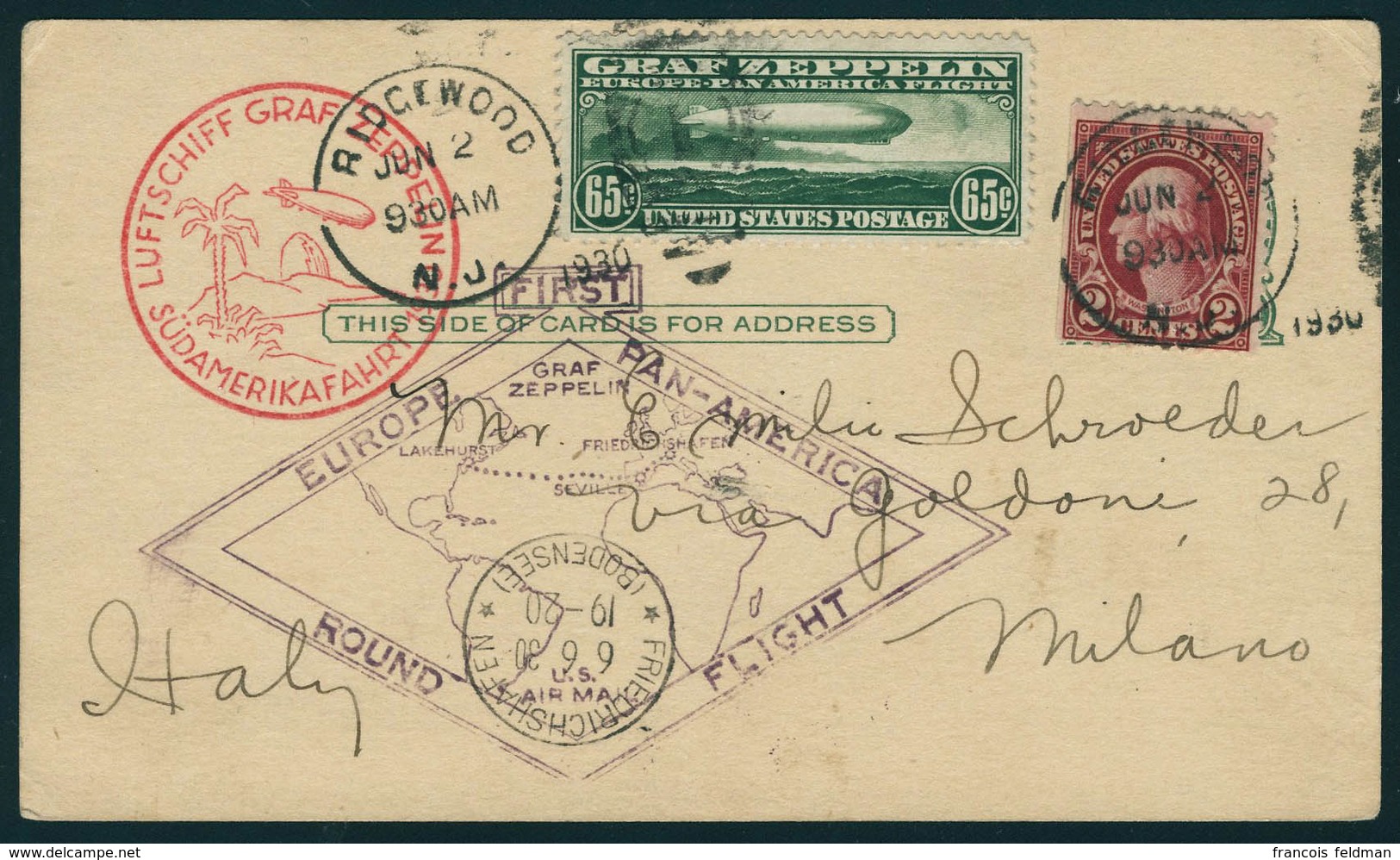 Lettre N° 13, 14 Et 15, Les 3 Valeurs Zeppelin, Sur Plis Avec Cachets SAF 1930 Et Europe Pan America Rount Flight, N° 13 - Other & Unclassified