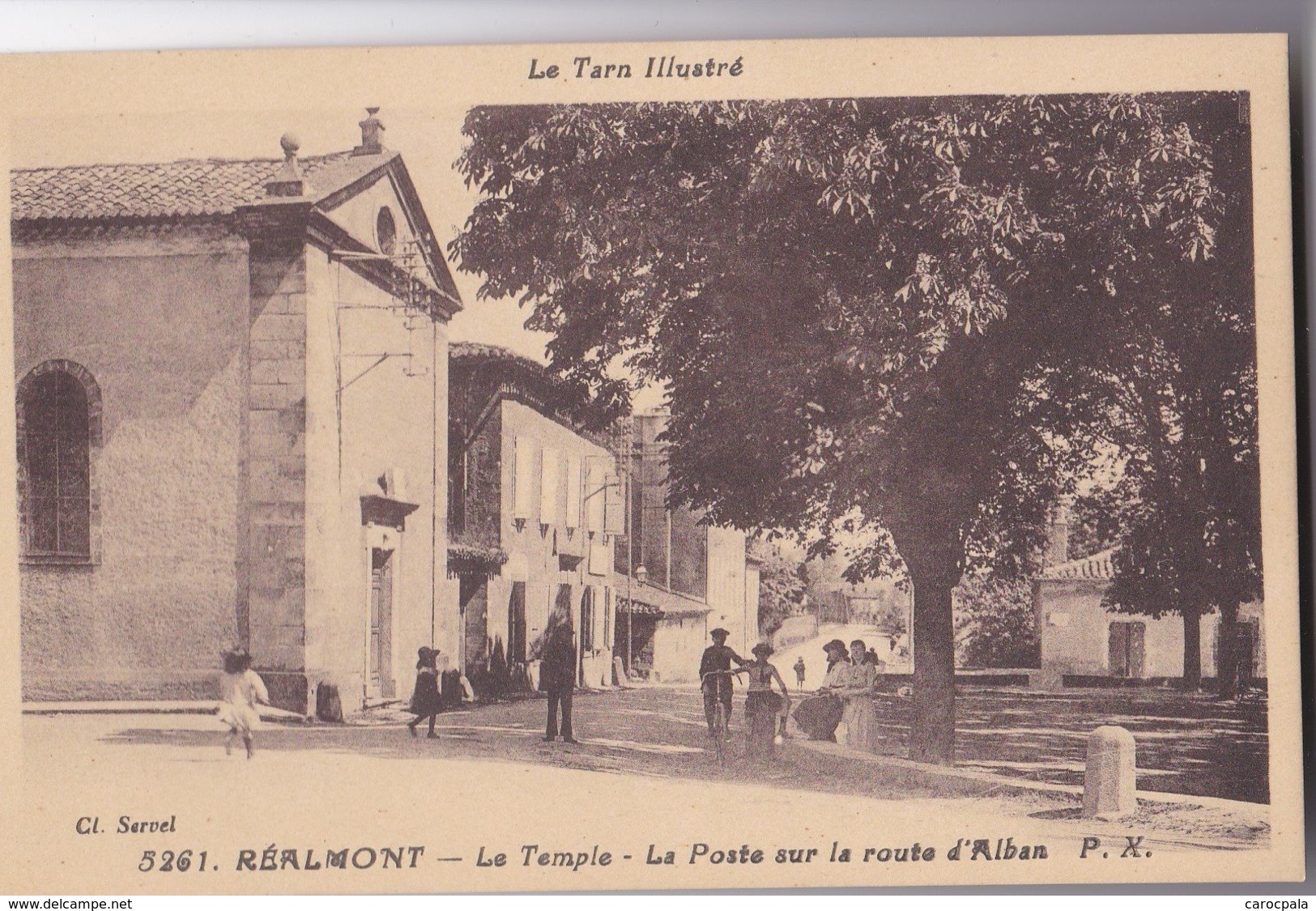 Carte 1930 REALMONT / LE TEMPLE ET LA POSTE SUR LA ROUTE D'ALBAN - Realmont