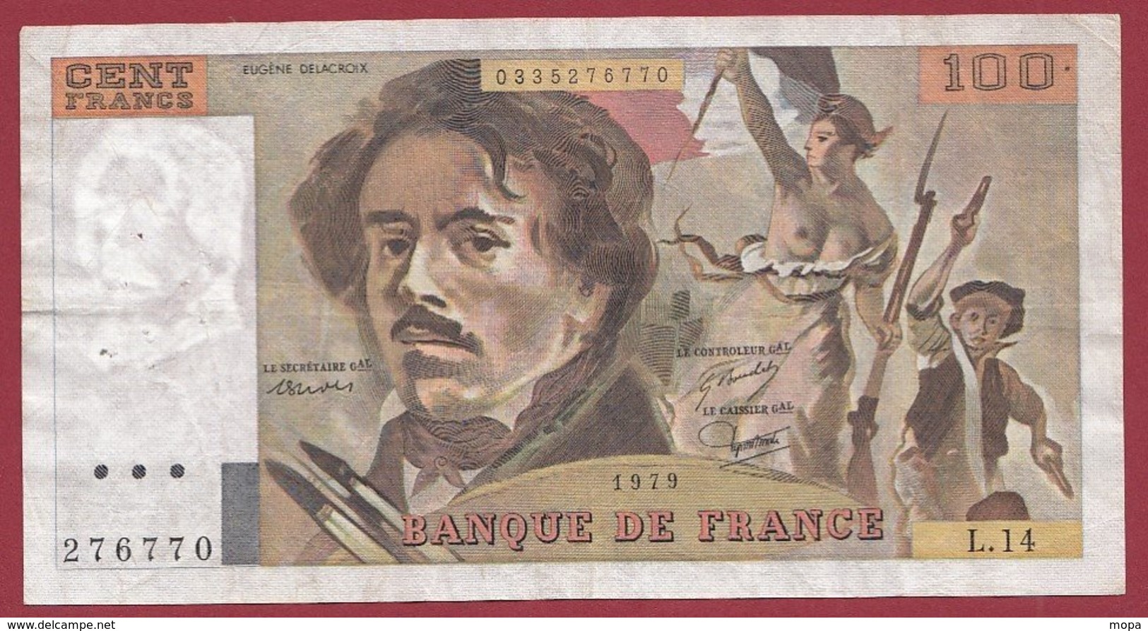 100 Francs "Delacroix" 1979----F/TTB+--ALPH.L.14 - 100 F 1978-1995 ''Delacroix''