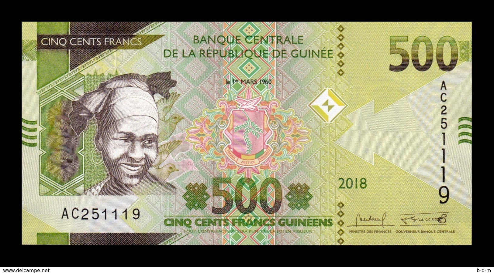 Guinea Lot Bundle 10 Banknotes 500 Francs 2018 Pick 52 SC UNC - Guinee