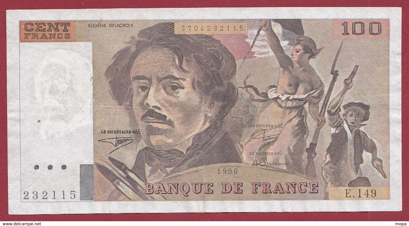 100 Francs "Delacroix" 1990----F/TTB+--ALPHE.149 - 100 F 1978-1995 ''Delacroix''