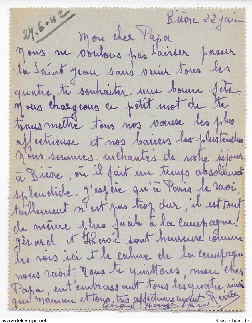 IRIS - 1942 - CARTE-LETTRE ENTIER Avec COMPLEMENT MERCURE De FROMENTIERES (MARNE) => PARIS - Letter Cards