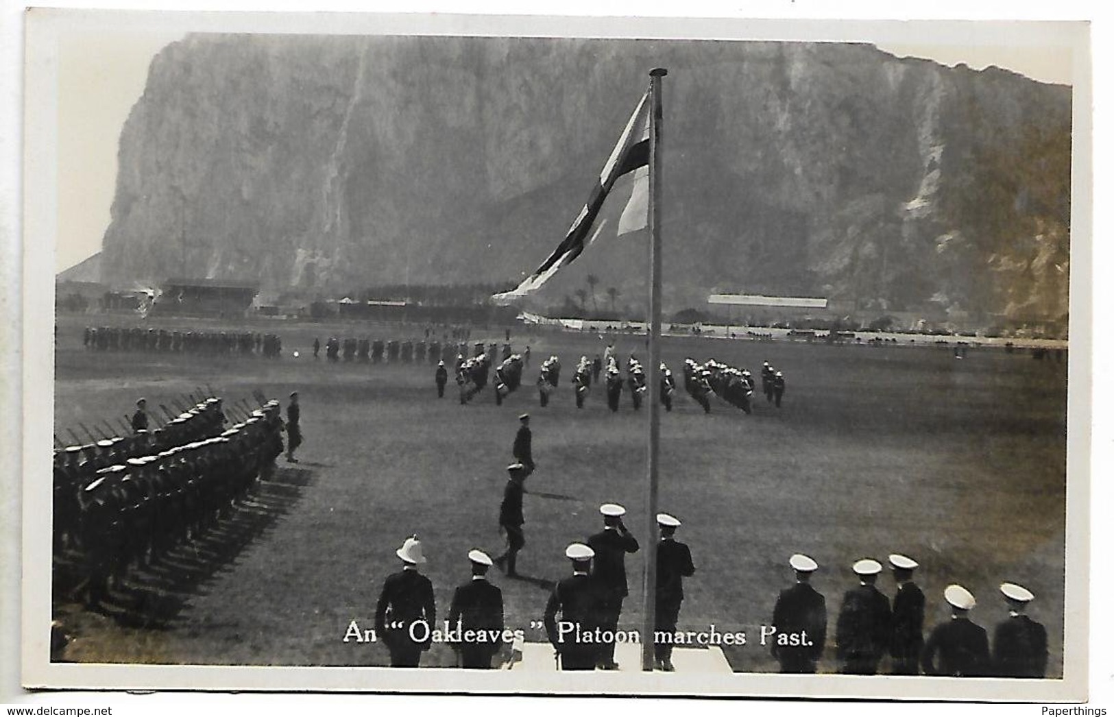 Real Photo Postcard, Gibraltar, Military Oakleaves Platoon, Soldiers, Ceremony. - Gibraltar