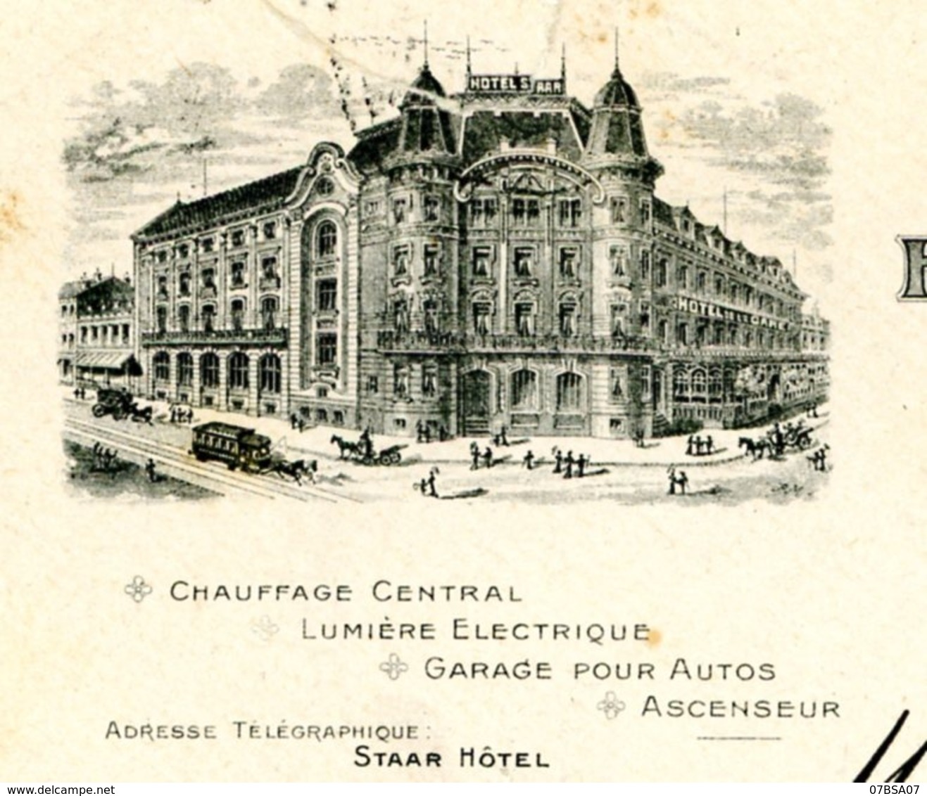 LUXEMBOURG ENV ILLUSTREE 1907 STAAR HOTEL LUXEMBOURG GARE / HOLLERICH => FRANCE (PETITE DECHIRURE A L OUVERTURE) - 1906 Guglielmo IV