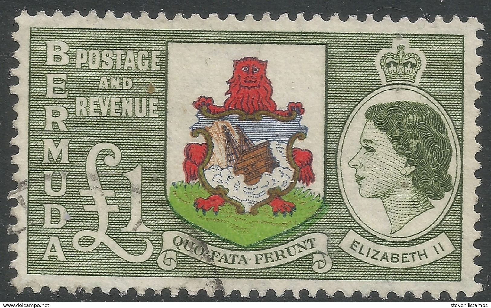 Bermuda. 1953-62 QEII. £1 Used. SG 150 - Bermuda