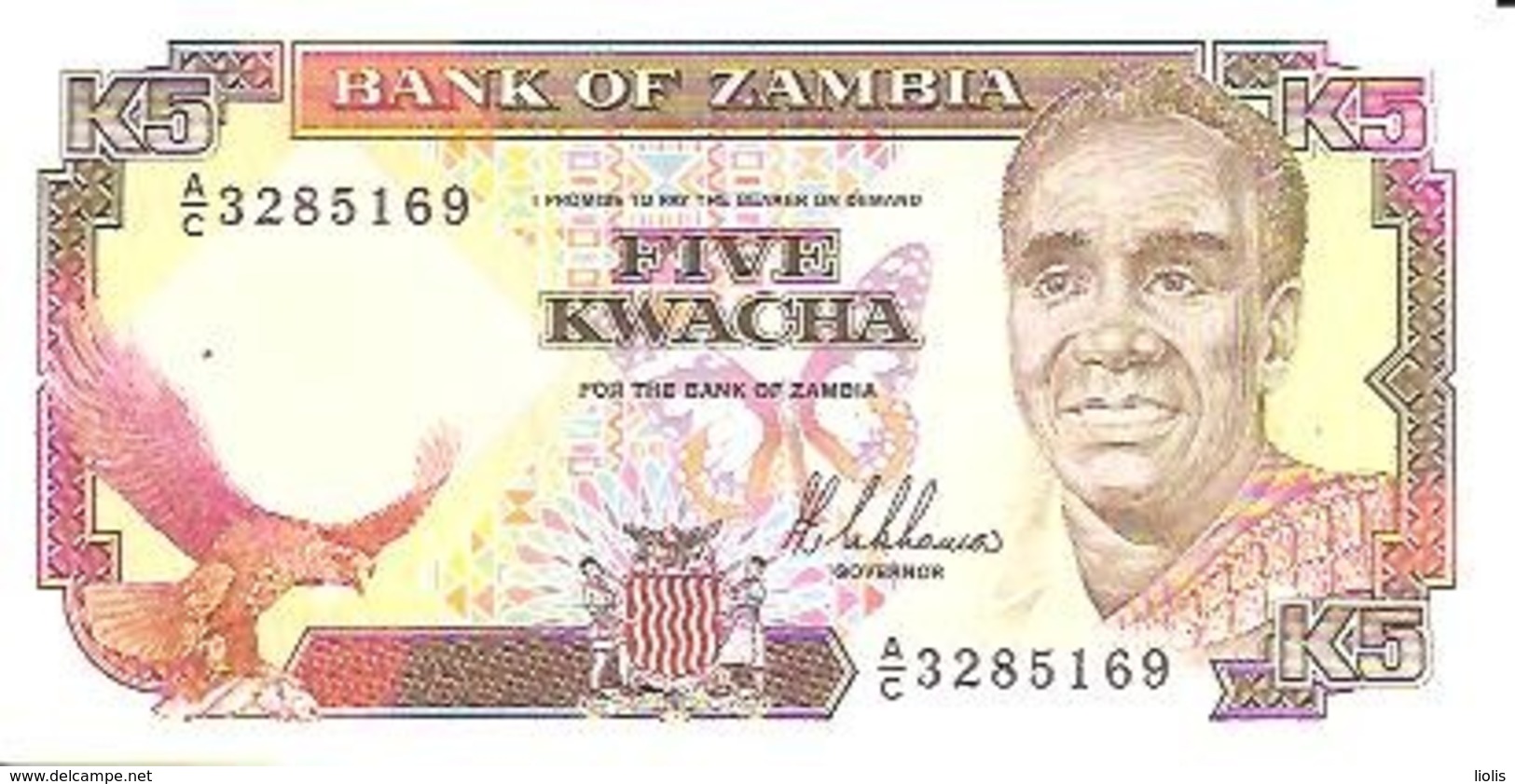 Zambia P-30 5 Kwacha 1989 UNC - Zambia