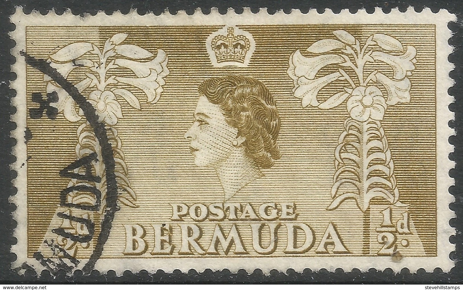 Bermuda. 1953-62 QEII. ½d Used. SG 135a - Bermuda