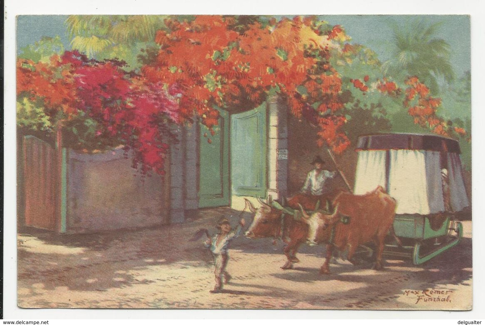 Madeira - Bullock Car On The Estrada Monumental From A Water Colour By Max Romer - Serie Nº2 - Madeira