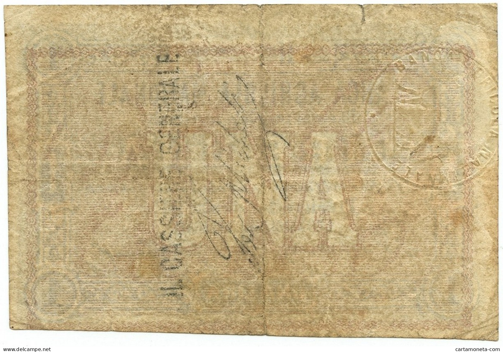 1 LIRA BIGLIETTO FIDUCIARIO BANCA AGRICOLA NAZIONALE FIRENZE 24/09/1870 BB - Altri & Non Classificati