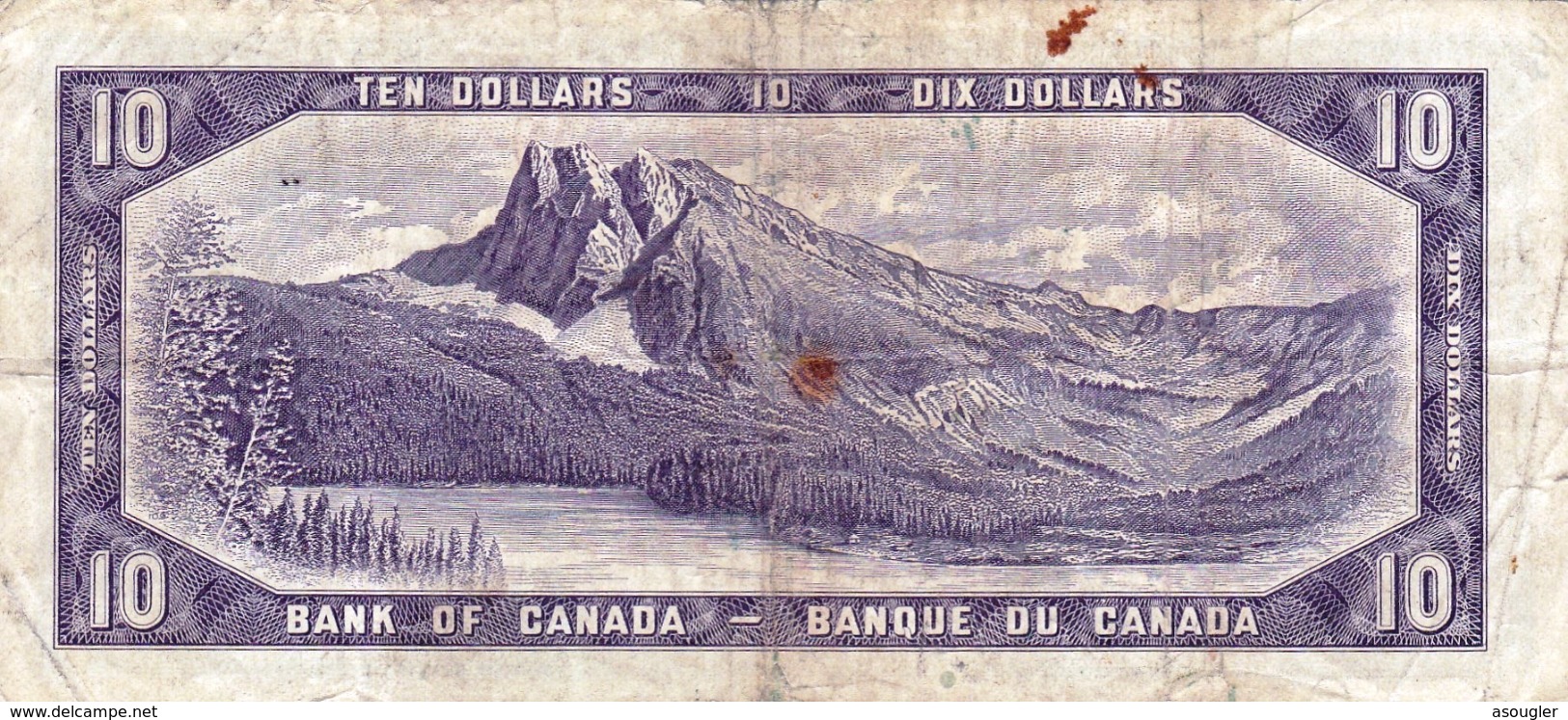 CANADA 10 DOLLARS 1954 VG-F P-79b "free Shipping Via Registered Air Mail" - Kanada