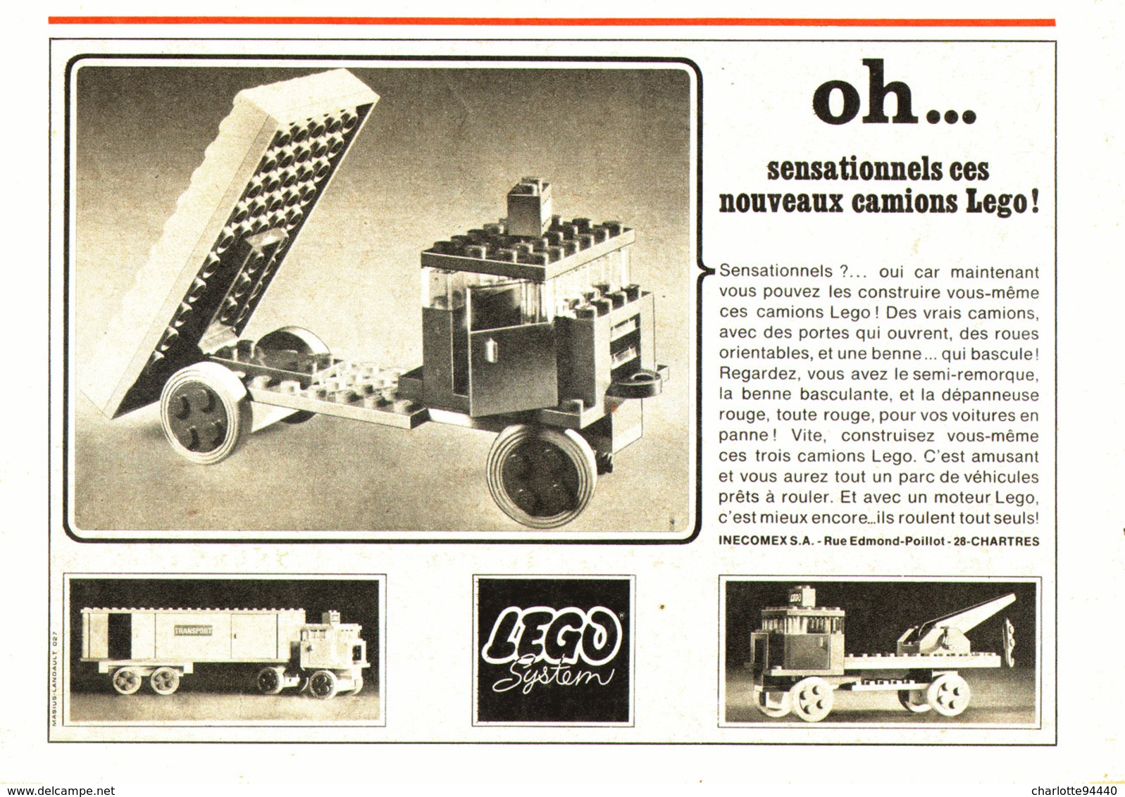 PUB  " CAMION " " LEGO "   1967 - Ohne Zuordnung