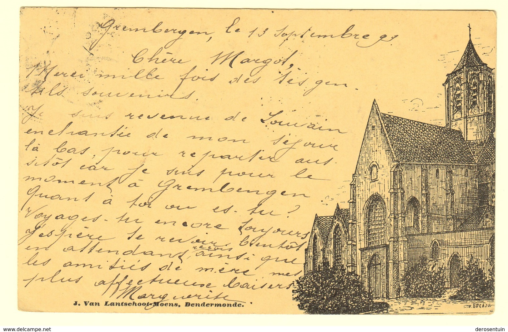 A0085	[Postkaart] [Dendermonde Onze Lieve Vrouwkerk] (J. Van Lantschoot-Moens) [1899 Ducaju Kerk Termonde église] - Dendermonde