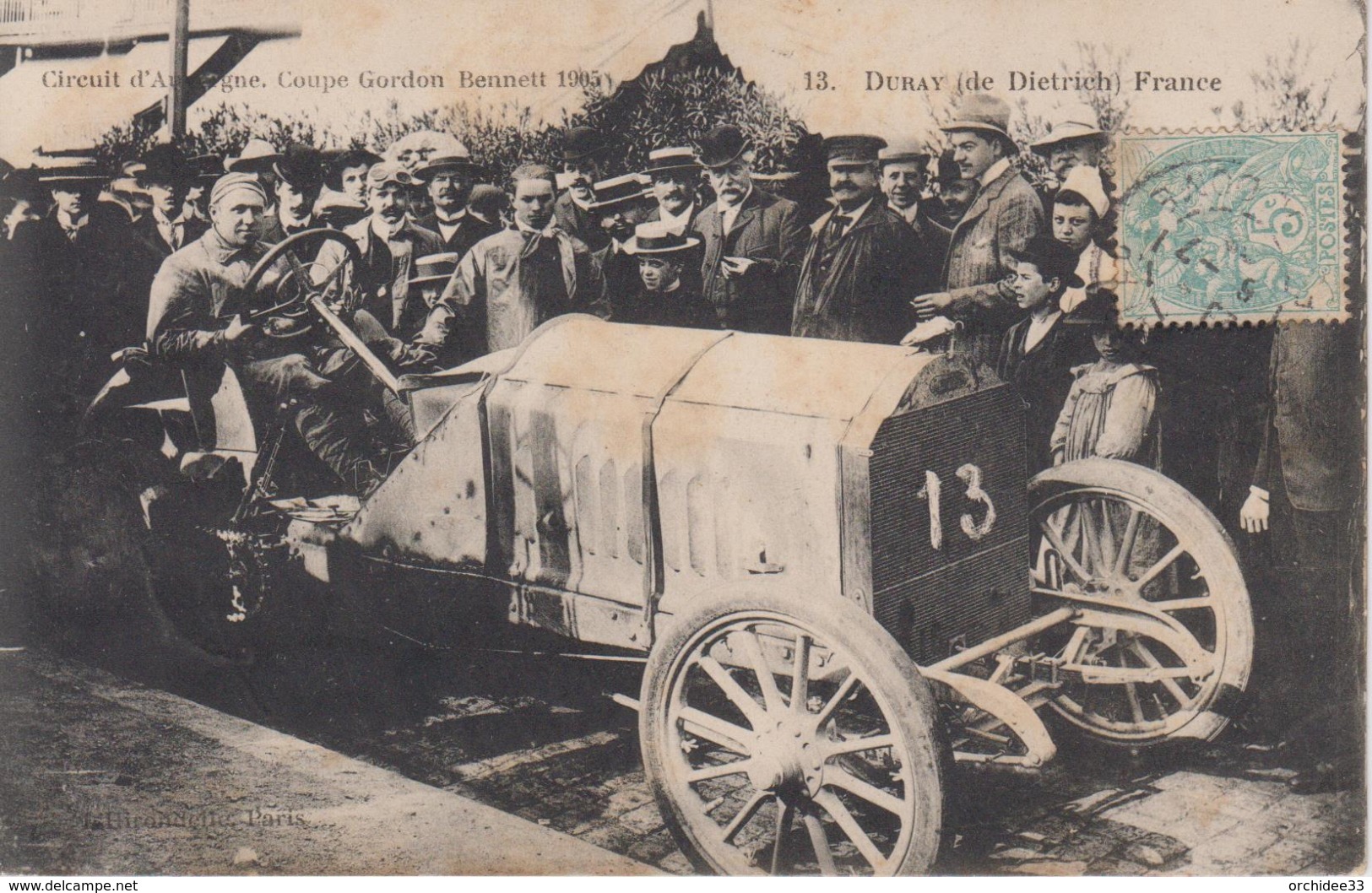 CPA Circuit D'Auvergne - Coupe Gordon Bennett 1905 - Duray (de Dietrich) France (belle Scène) - Grand Prix / F1