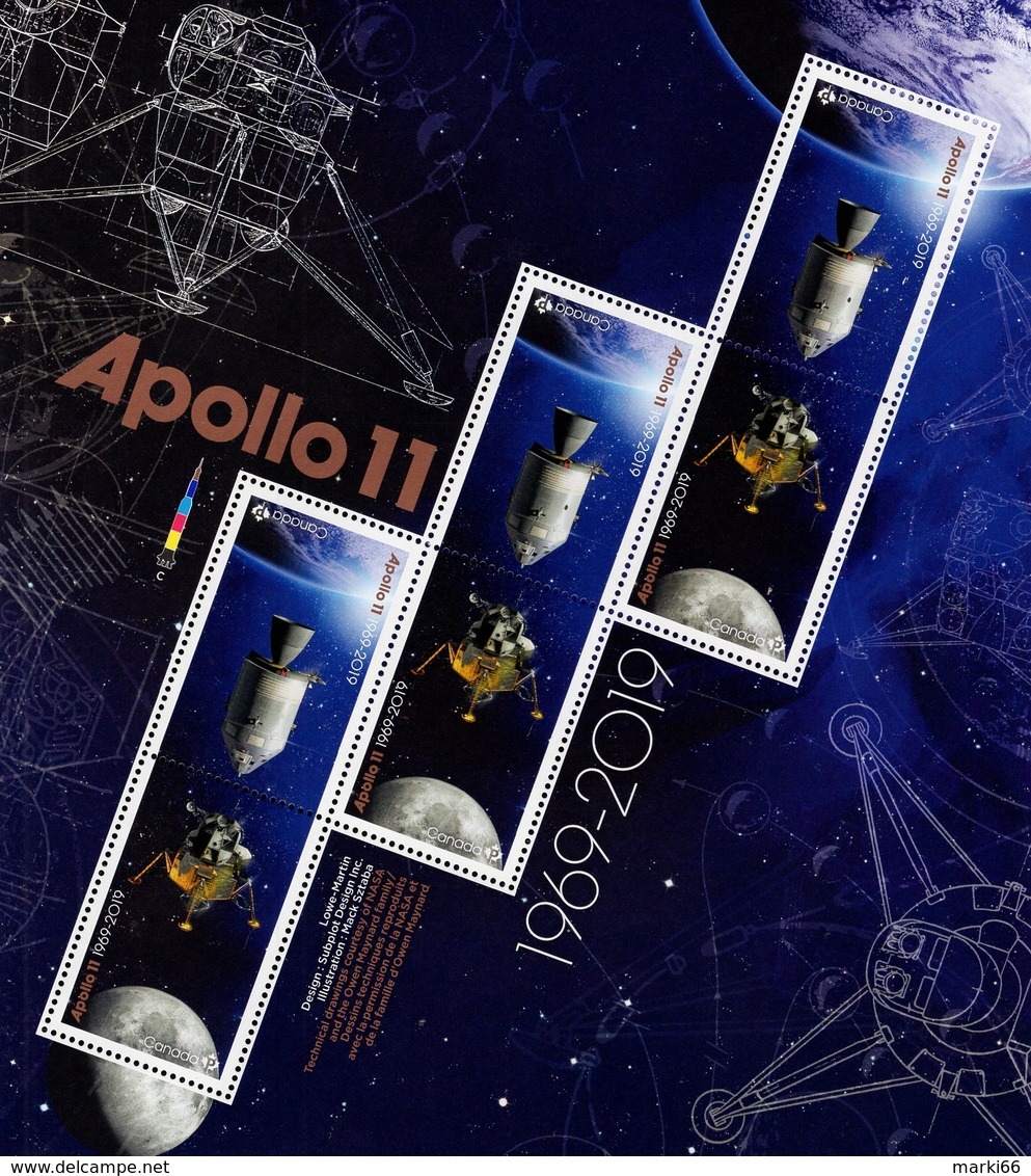 Canada - 2019 - Apollo 11 - 50th Anniversary Of First Lunar Landing - Mint Souvenir Sheet In Special Folder - Nuovi