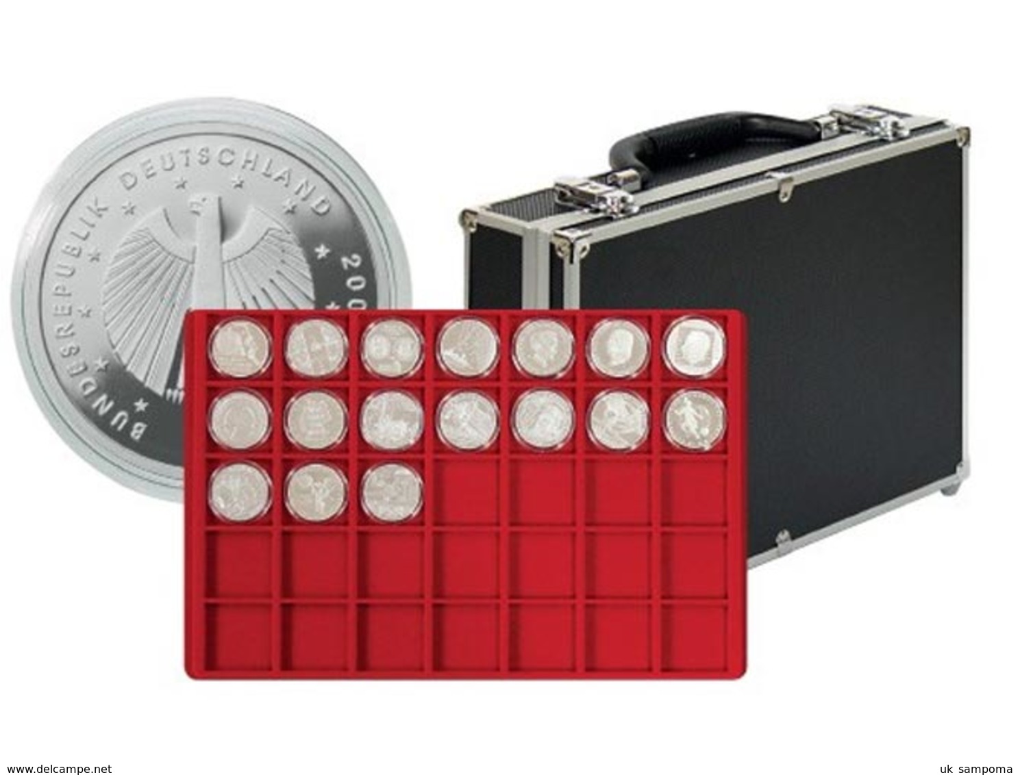 Lindner 2338-280 Large Coin Carrying Case With 8 Trays For 280 Coins Or Coin Capsules Up To 39 Mm Ø - Supplies And Equipment